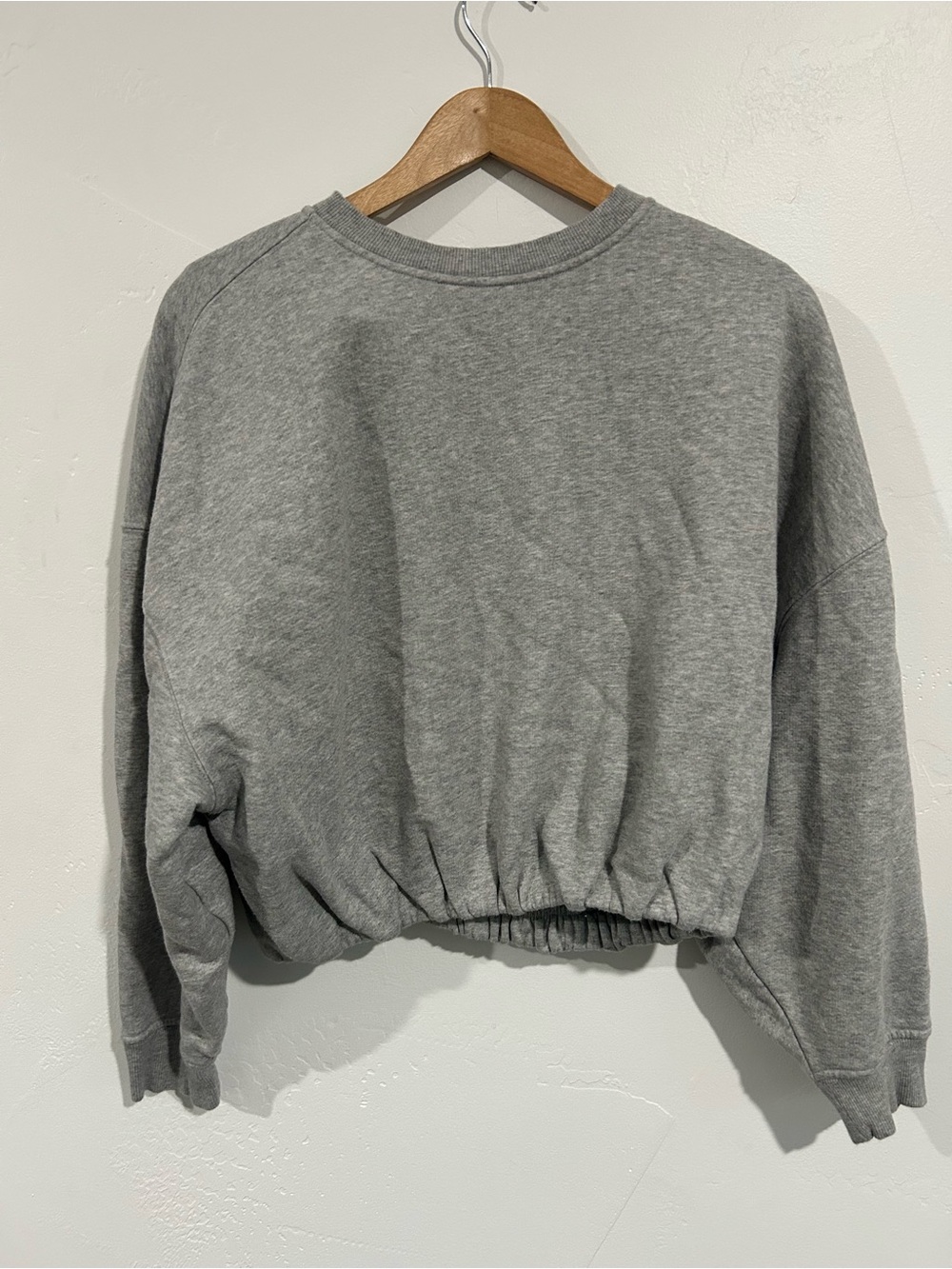 nuuds Heather Grey Cinch-Hem Cropped Sweatshirt - Size Small